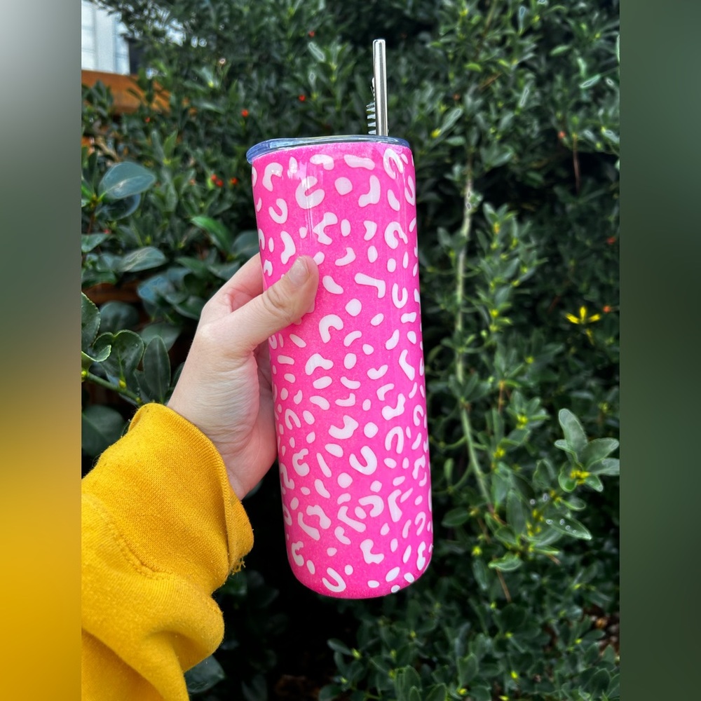 Hot pink glitter tumbler